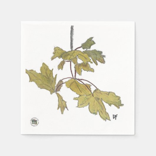 Gelbe BlätterPapier Cocktail Napkin Serviette (Vorderseite)