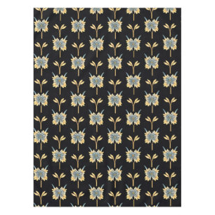 Gelbe Blaue Blumen Auf Schwarz Für Elegante Dekora Tischdecke
