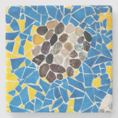 Gelbe blaue Fässer, mosaik Steinuntersetzer (Vorderseite)