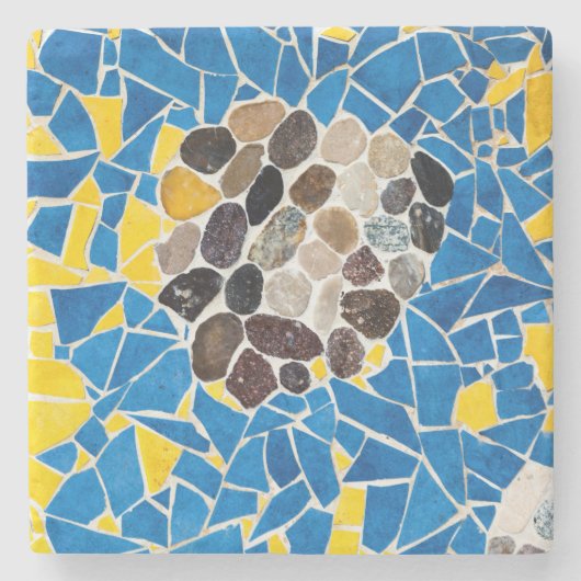 Gelbe blaue Fässer, mosaik Steinuntersetzer (Vorderseite)