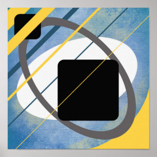 Gelbe blaue geometrische Leinwand Design AP0011 Po Poster