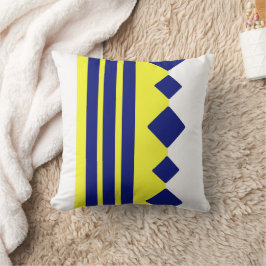 Gelbe blaue geometrische Quadrate Kissen