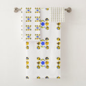 Gelbe blaue Illustration Extravagante Formen Badhandtuch Set (Insitu)