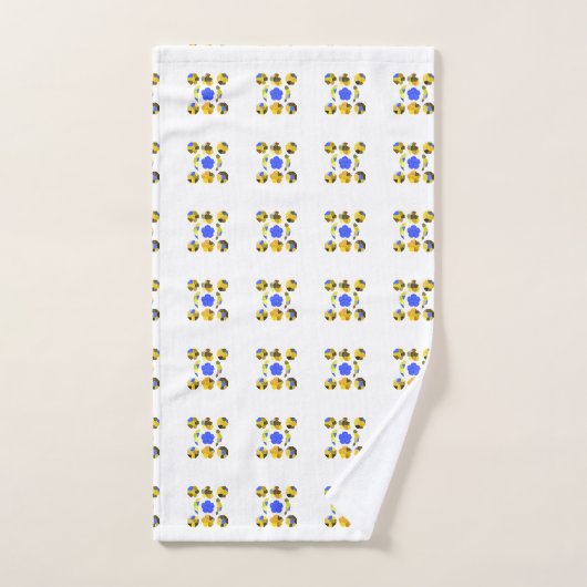 Gelbe blaue Illustration Extravagante Formen Badhandtuch Set (Handtuch)