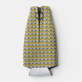 Gelbe blaue Illustration Extravagante Formen Flaschenkühler (Rückseite)