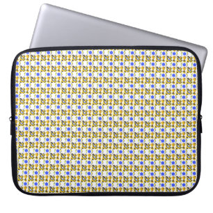 Gelbe blaue Illustration Extravagante Formen Laptopschutzhülle