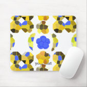 Gelbe blaue Illustration Extravagante Formen Mousepad (Mit Mouse)