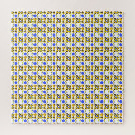 Gelbe blaue Illustration Extravagante Formen Puzzle