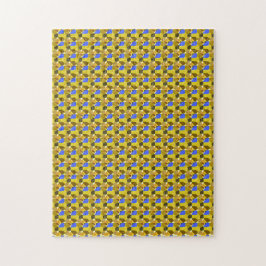 Gelbe blaue Illustration Extravagante Formen Puzzle