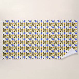 Gelbe blaue Illustration Extravagante Formen Strandtuch