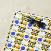 Gelbe blaue Illustration Extravagante Formen Strandtuch (Beispiel)