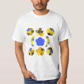 Gelbe blaue Illustration Extravagante Formen T-Shirt (Vorderseite)