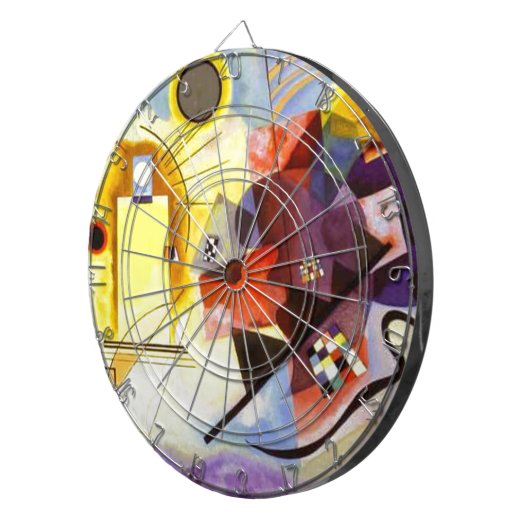 Gelbe blaue Kandinsky-Abstrakte Malerei Dartscheibe (Vorderseite rechts)