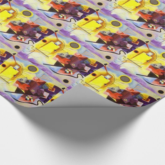 Gelbe blaue Kandinsky-Abstrakte Malerei Geschenkpapier (Ecke)