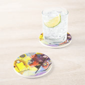 Gelbe blaue Kandinsky-Abstrakte Malerei Getränkeuntersetzer (Seite)