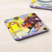 Gelbe blaue Kandinsky-Abstrakte Malerei Getränkeuntersetzer (Linke Seite)