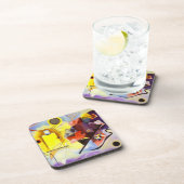 Gelbe blaue Kandinsky-Abstrakte Malerei Getränkeuntersetzer (Rechte Seite)