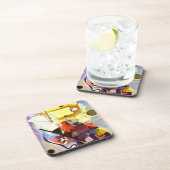 Gelbe blaue Kandinsky-Abstrakte Malerei Getränkeuntersetzer (Rechte Seite)