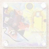 Gelbe blaue Kandinsky-Abstrakte Malerei Glasuntersetzer (Rückseite)