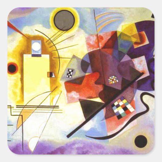Gelbe blaue Kandinsky-Abstrakte Malerei Quadratischer Aufkleber (Vorderseite)