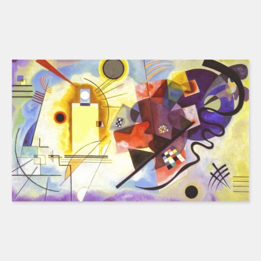 Gelbe blaue Kandinsky-Abstrakte Malerei Rechteckiger Aufkleber (Vorderseite)