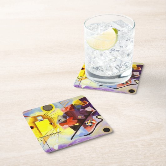 Gelbe blaue Kandinsky-Abstrakte Malerei Rechteckiger Pappuntersetzer (Vor Ort)
