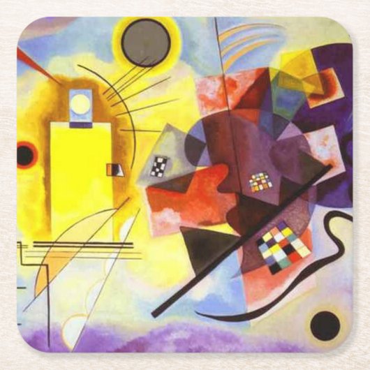 Gelbe blaue Kandinsky-Abstrakte Malerei Rechteckiger Pappuntersetzer (Vorderseite)