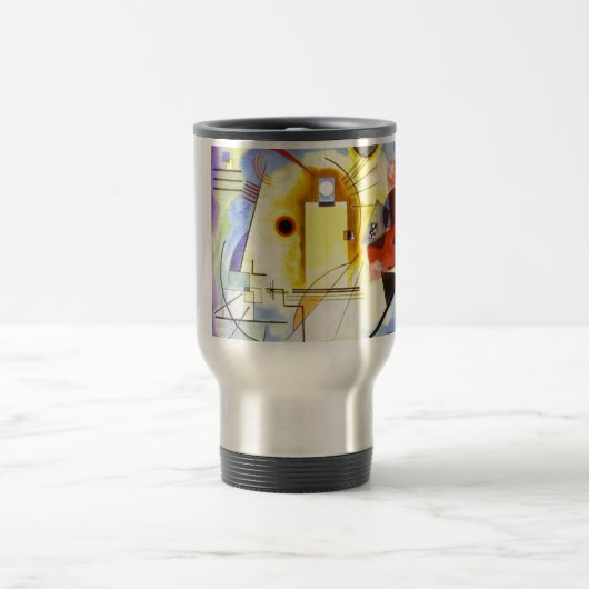 Gelbe blaue Kandinsky-Abstrakte Malerei Reisebecher (Mittel)