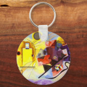 Gelbe blaue Kandinsky-Abstrakte Malerei Schlüsselanhänger (Vorderseite)