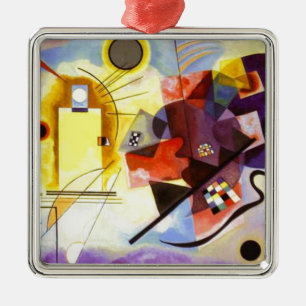 Gelbe blaue Kandinsky-Abstrakte Malerei Silbernes Ornament