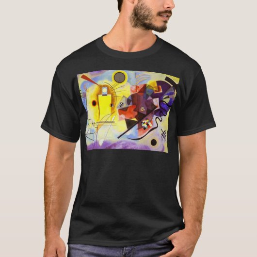 Gelbe blaue Kandinsky-Abstrakte Malerei T-Shirt (Vorderseite)