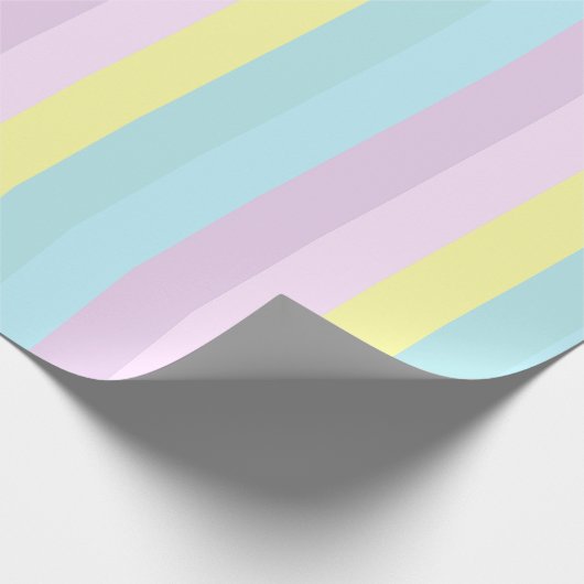 Gelbe blaue Lila Pastellfarben Streifen Geschenk Geschenkpapier (Ecke)