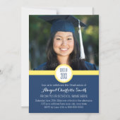 Gelbe blaue moderne Graduiertenkarte Magneteinladung (Vorderseite)