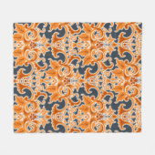 Gelbe blaue Ornament Nahtloser Hintergrund Pattern Fleecedecke (Vorderseite (Horizontal))
