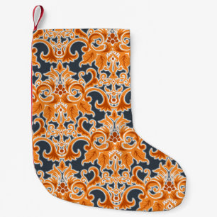 Gelbe blaue Ornament Nahtloser Hintergrund Pattern Kleiner Weihnachtsstrumpf