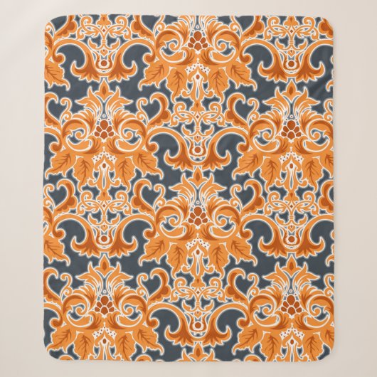 Gelbe blaue Ornament Nahtloser Hintergrund Pattern Sherpadecke (Vorderseite)