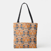 Gelbe blaue Ornament Nahtloser Hintergrund Pattern Tasche (Rückseite)