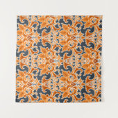 Gelbe blaue Ornament Nahtloser Hintergrund Pattern Wandteppich (Vorderseite (Horizontal))