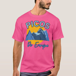 Gelbe blaue Picos de Europa Gipfel Europas Berg T-Shirt