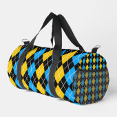 Gelbe blaue Raute Diamant Design Duffle Bag (Rechte Ecke)