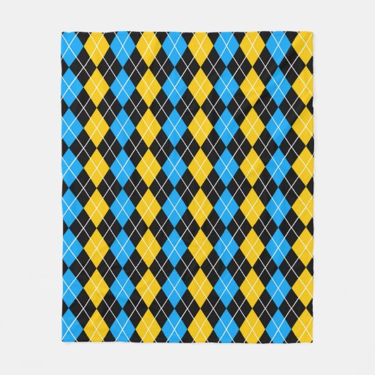 Gelbe blaue Raute Diamant Design Fleecedecke (Vorderseite)