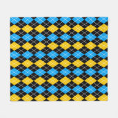 Gelbe blaue Raute Diamant Design Fleecedecke (Vorderseite (Horizontal))