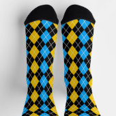 Gelbe blaue Raute Diamant Design Socken (Oben)