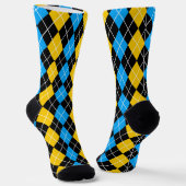 Gelbe blaue Raute Diamant Design Socken (Gewinkelt)