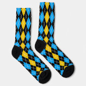Gelbe blaue Raute Diamant Design Socken (Rechts)