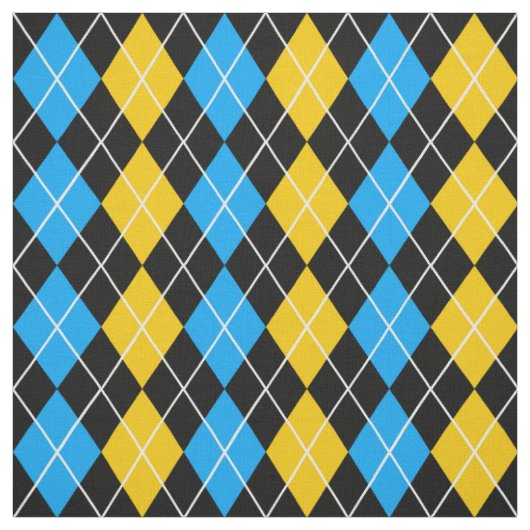 Gelbe blaue Raute Diamant Design Stoff (Muster)