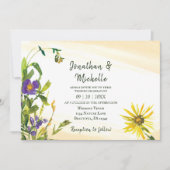 Gelbe blaue rustikale Wildblumen Christlich Hochze Einladung (Vorderseite)