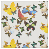 Gelbe blaue Schmetterlinge Druckmuster Stoff (Nahaufnahme)
