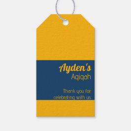 Gelbe blaue Solid-Farbe Schlicht, Aqiqah Babydusch Geschenkanhänger