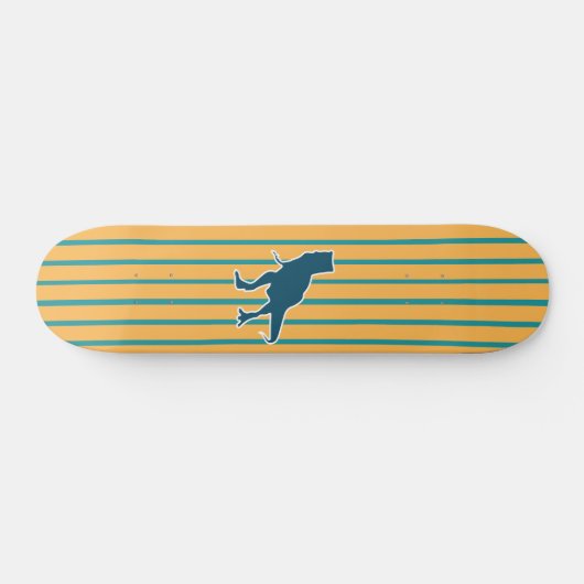Gelbe blaue Streifen Dinosaurier T-rex Skateboard (Horizontal)